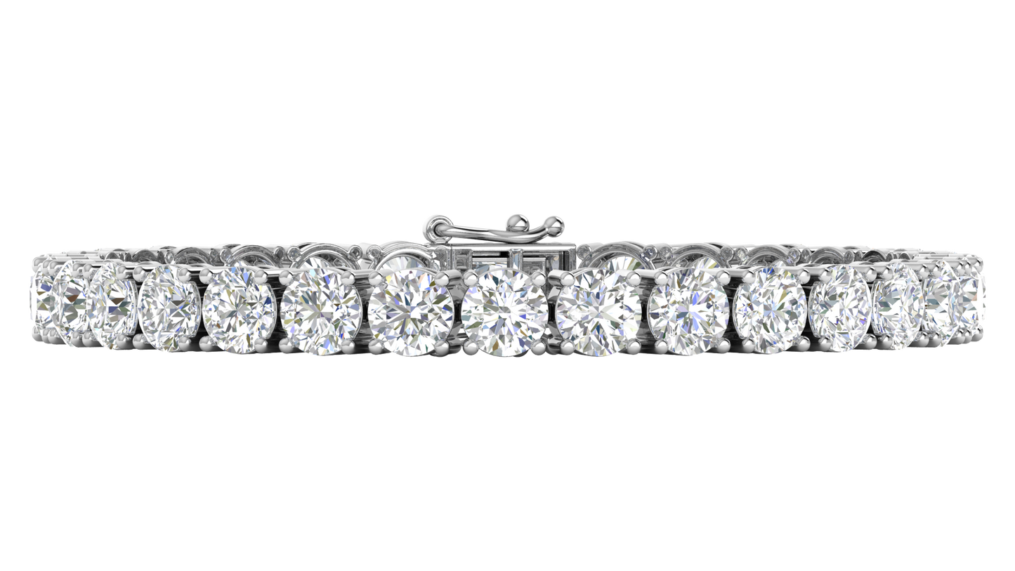 21.00 Ctw Round Brilliant Diamond Tennis Bracelet In 14K White Gold