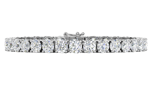 21.00 Ctw Round Brilliant Diamond Tennis Bracelet In 14K White Gold
