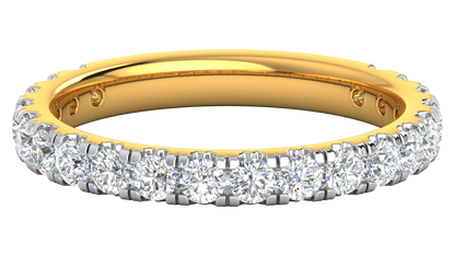 0.90 Ctw Timeless 4 Prong Wedding Band Set In 14K Yellow Gold