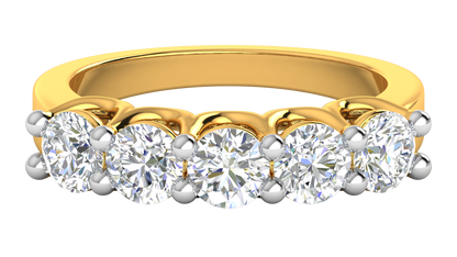 2.00 Ctw Five-Stone Wedding Band With U-Shape Prong Setting In 14K Yellow Gold