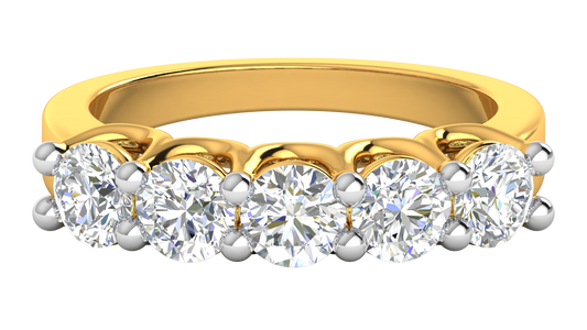 2.00 Ctw Five-Stone Wedding Band With U-Shape Prong Setting In 14K Yellow Gold