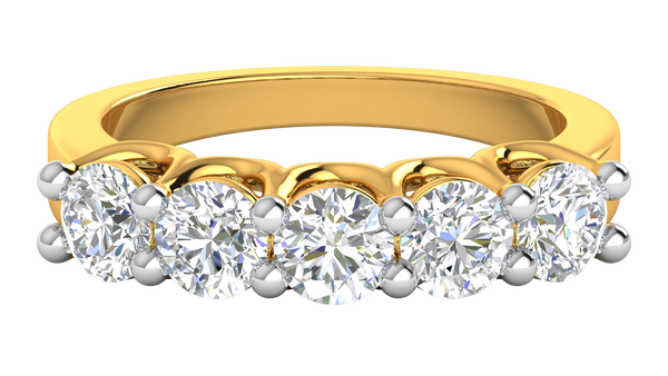 2.00 Ctw Five-Stone Wedding Band With U-Shape Prong Setting In 14K Yellow Gold