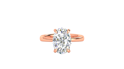 4.00 Ctw Oval Cut Solitaire Engagement Ring Set In 14k Rose Gold