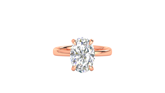 4.00 Ctw Oval Cut Solitaire Engagement Ring Set In 14k Rose Gold
