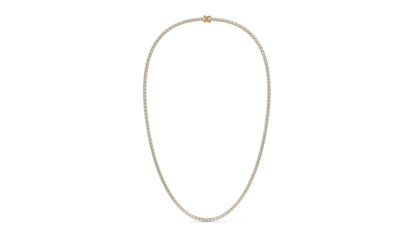 10 CTW Diamond Tennis Necklace in 14K Yellow Gold – Classic Round Cut Single Row In 17 Inch