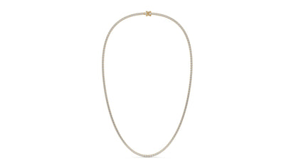 7.50 CTW Diamond Tennis Necklace in 14K Yellow Gold – Classic Round Cut Single Row In 17 Inch