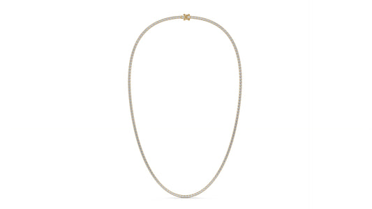 7.50 CTW Diamond Tennis Necklace in 14K Yellow Gold – Classic Round Cut Single Row In 17 Inch