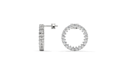0.42 CTW Round Diamond Circle Hoop Earrings in 14K White Gold