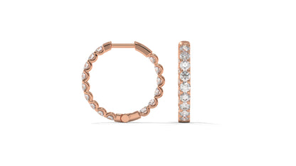 1.56 CTW Round Diamond Hoop Earrings in 14K Rose Gold