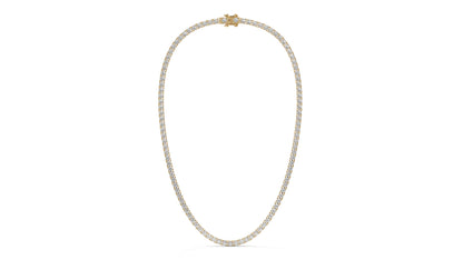 17.50 CTW Diamond Tennis Necklace in 14K Yellow Gold – Classic Round Cut Single Row In 17 Inch