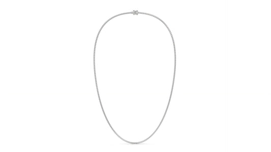 5 CTW Diamond Tennis Necklace in 14K White Gold – Classic Round Cut Single Row In 17 Inch