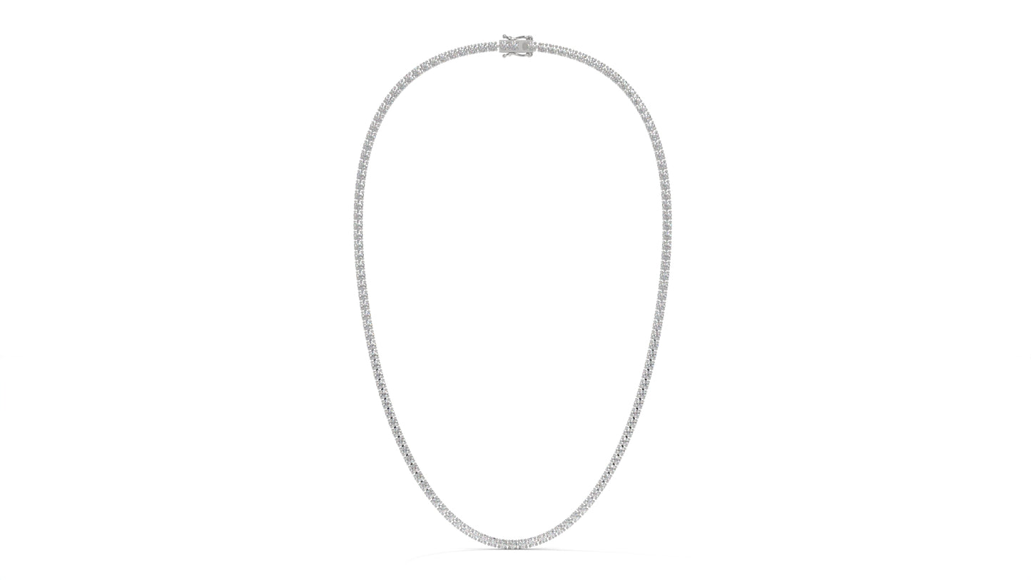 12.50 CTW Diamond Tennis Necklace in 14K White Gold – Classic Round Cut Single Row In 17 Inch