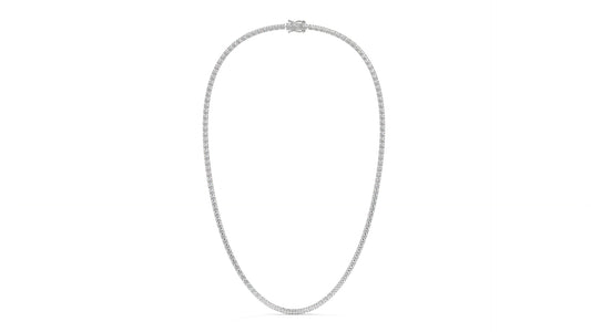 12.50 CTW Diamond Tennis Necklace in 14K White Gold – Classic Round Cut Single Row In 17 Inch