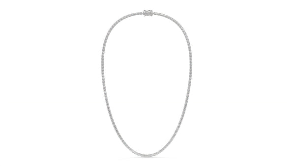 12.50 CTW Diamond Tennis Necklace in 14K White Gold – Classic Round Cut Single Row In 17 Inch