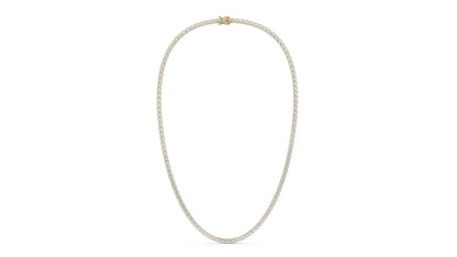 15 CTW Diamond Tennis Necklace in 14K Yellow Gold – Classic Round Cut Single Row  In 17 Inch