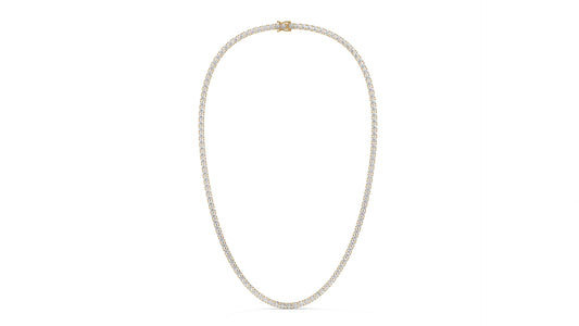 15 CTW Diamond Tennis Necklace in 14K Yellow Gold – Classic Round Cut Single Row  In 17 Inch