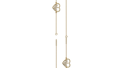 0.11 CTW Diamond Heartbeat Bracelet in 14K Yellow Gold – Heart Outline Design
