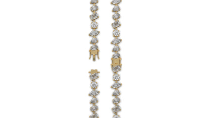 12.50 CTW Mixed Shape Diamond Bracelet in 14K Yellow Gold – Round, Emerald, Oval, Pear & Marquise Cut