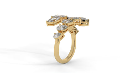 2.46 CTW Pear and Marquise Diamond Ring in 14K Yellow Gold