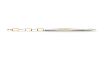 6.44 CTW Straight Baguette Diamond Bracelet in 14K Yellow Gold – Modern Link Design