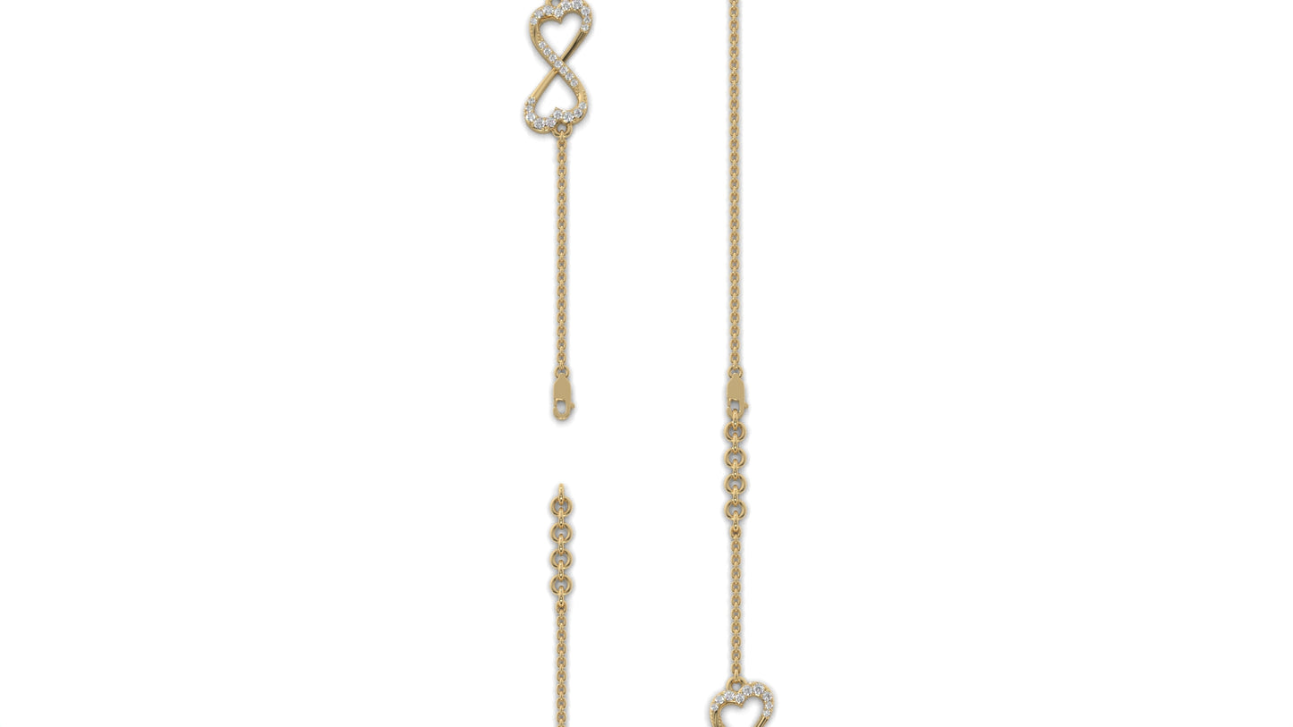 0.17 CTW Diamond Infinity Heart Bracelet in 14K Yellow Gold – Eternal Love Design