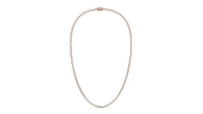 15 CTW Diamond Tennis Necklace in 14K Rose Gold – Classic Round Cut Single Row  In 17 Inch