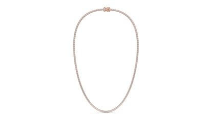 12.50 CTW Diamond Tennis Necklace in 14K Rose Gold – Classic Round Cut Single Row In 17 Inch