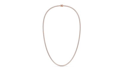 10 CTW Diamond Tennis Necklace in 14K Rose Gold – Classic Round Cut Single Row In 17 Inch