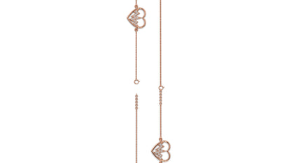 0.11 CTW Diamond Heartbeat Bracelet in 14K Rose Gold – Heart Outline Design