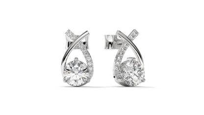 1.08 CTW Round Diamond Modern Drop Earrings in 14K White Gold