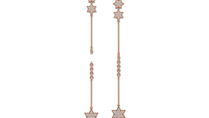 0.45 CTW Diamond Star Bracelet in 14K Rose Gold – Triple Star Pavé Design