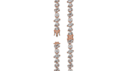 12.50 CTW Mixed Shape Diamond Bracelet in 14K Rose Gold – Round, Emerald, Oval, Pear & Marquise Cut