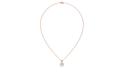 2.50 CTW Round Diamond Four-Prong Solitaire Pendant in 14K Rose Gold – Secure Claw-Prong Setting