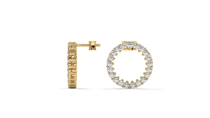0.42 CTW Round Diamond Circle Hoop Earrings in 14K Yellow Gold