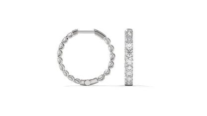 1.56 CTW Round Diamond Hoop Earrings in 14K White Gold