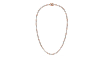 17.50 CTW Diamond Tennis Necklace in 14K Rose Gold – Classic Round Cut Single Row In 17 Inch