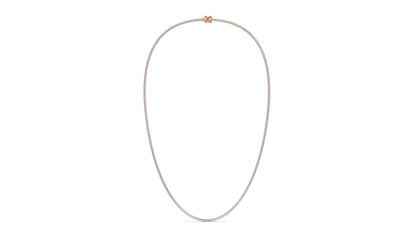 5 CTW Diamond Tennis Necklace in 14K Rose Gold – Classic Round Cut Single Row In 17 Inch