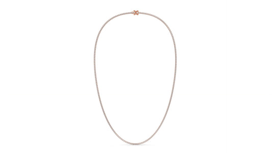 5 CTW Diamond Tennis Necklace in 14K Rose Gold – Classic Round Cut Single Row In 17 Inch