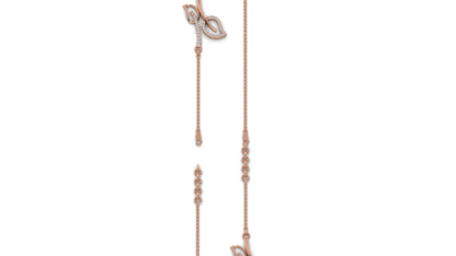 0.17 CTW Diamond Leaf Bracelet in 14K Rose Gold – Dainty Nature Inspired Jewelry