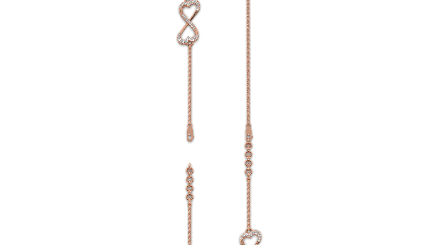 0.17 CTW Diamond Infinity Heart Bracelet in 14K Rose Gold – Eternal Love Design