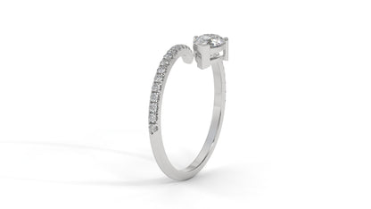 1.03 CTW Pear Diamond Wrap Ring in 14K White Gold with Pavé Band