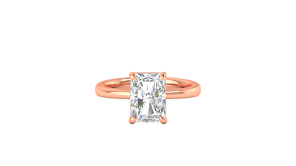 3.00 Ctw Radiant Cut Solitaire Engagement Ring Set In 14K Rose Gold