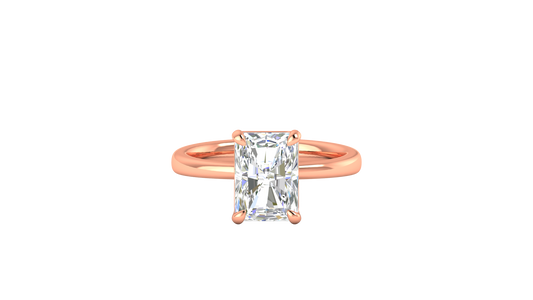3.00 Ctw Radiant Cut Solitaire Engagement Ring Set In 14K Rose Gold