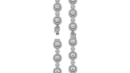 4.18 CTW Diamond Halo Link Bracelet in 14K White Gold