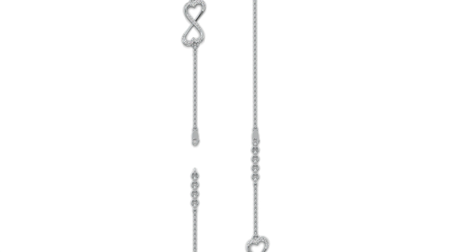 0.17 CTW Diamond Infinity Heart Bracelet in 14K White Gold – Eternal Love Design