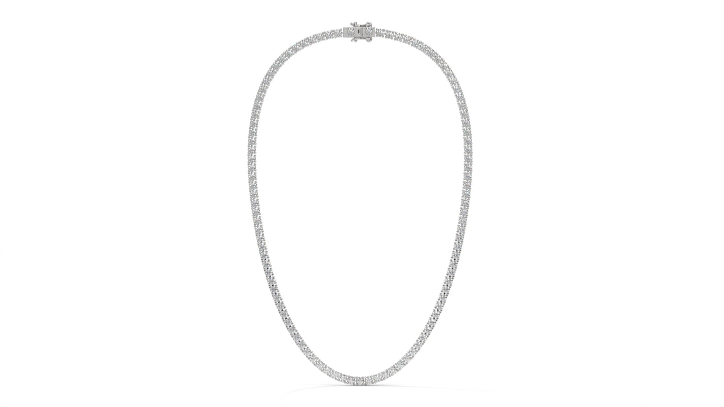 17.50 CTW Diamond Tennis Necklace in 14K White Gold – Classic Round Cut Single Row In 17 Inch