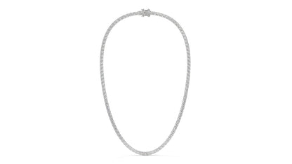 17.50 CTW Diamond Tennis Necklace in 14K White Gold – Classic Round Cut Single Row In 17 Inch