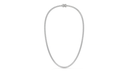 17.50 CTW Diamond Tennis Necklace in 14K White Gold – Classic Round Cut Single Row In 17 Inch