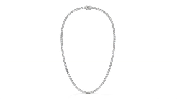 17.50 CTW Diamond Tennis Necklace in 14K White Gold – Classic Round Cut Single Row In 17 Inch