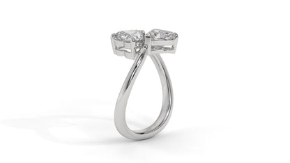 2.00 CTW Toi et Moi Diamond Ring in 14K White Gold with Heart Shape Diamonds